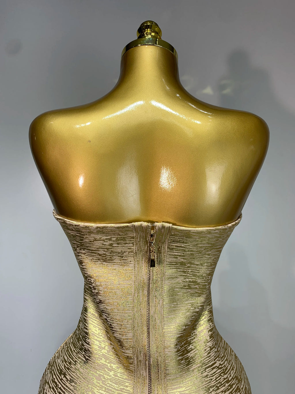 Women Sexy Gold Strapless Bodycon Bandage Dress 2025 Fashion Celebrate Evening Party Luxury Birthday Wedding Guest Dress