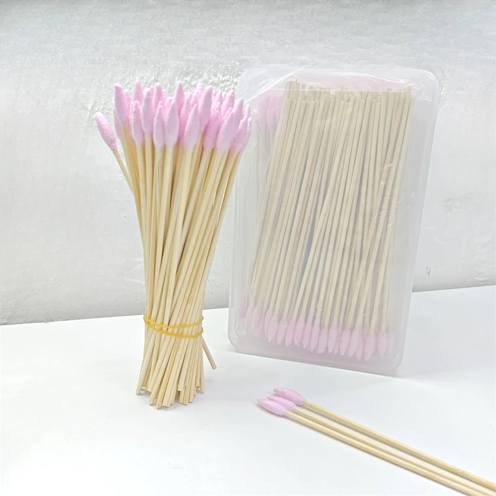 100/300Pcs 6 Inch Long Cotton Swabs with Wooden Handles, Cotton Tipped Applicator for Cleaning, Cotton Sticks Oil Makeup