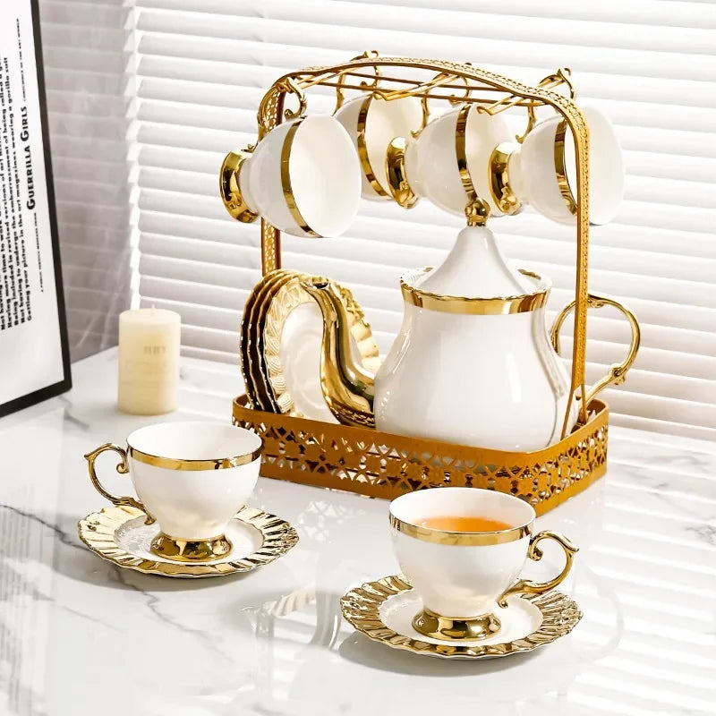 Modern European Style Ceramic Coffee Mug Set - Luxury Office Coffee Cups Elegant Exquisite Home Gift Ideas