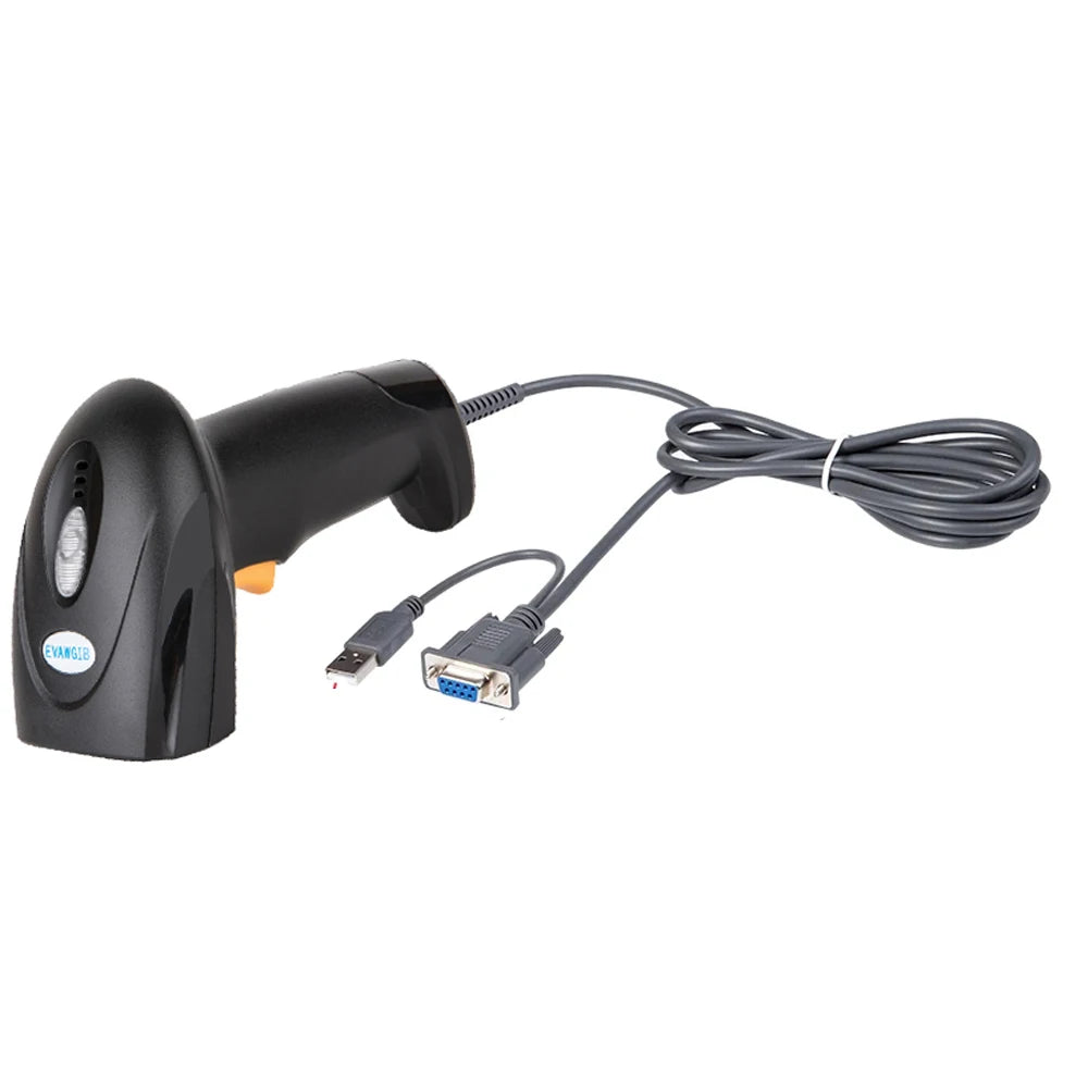 EVAWGIB Handheld Wired QR Barcode Scanner 1D Laser 2D Bar Code Reader With USB and RS232 Interface For Serial Connection