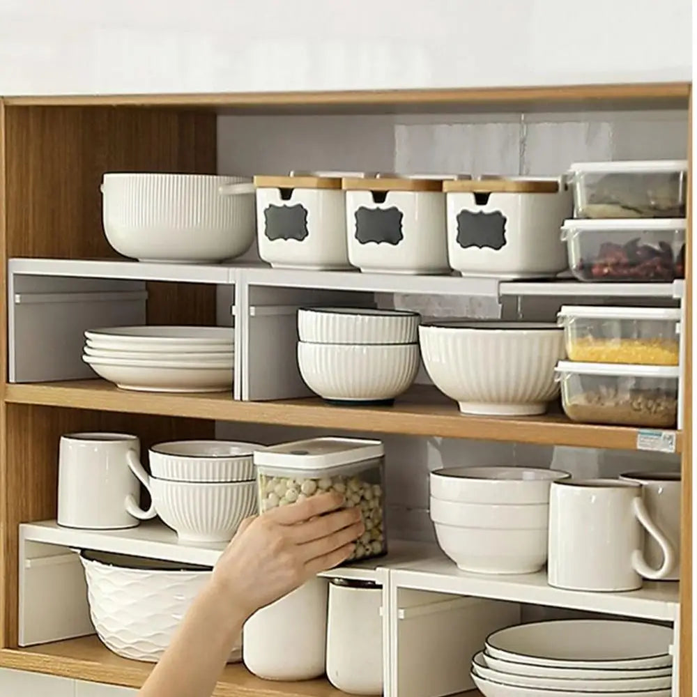 Kitchen Stretchable Cabinet Shelf Cupboard Separated Storage Rack Countertop Organizer Shoe Organizer Shelf Save Space
