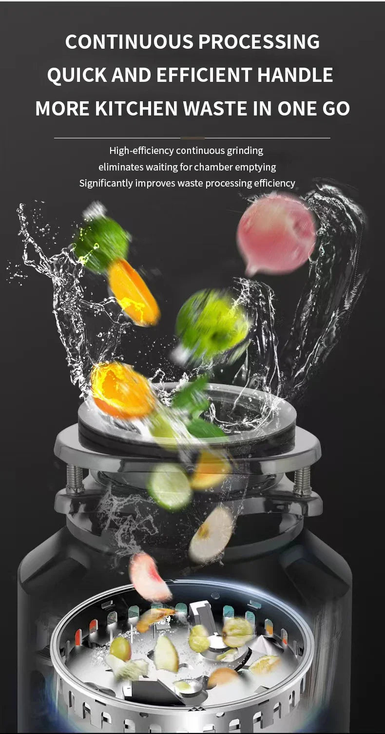 High-Power Garbage Disposer 220V Household Food Processor Kitchen Waste Grinder Efficient Bone Crushing