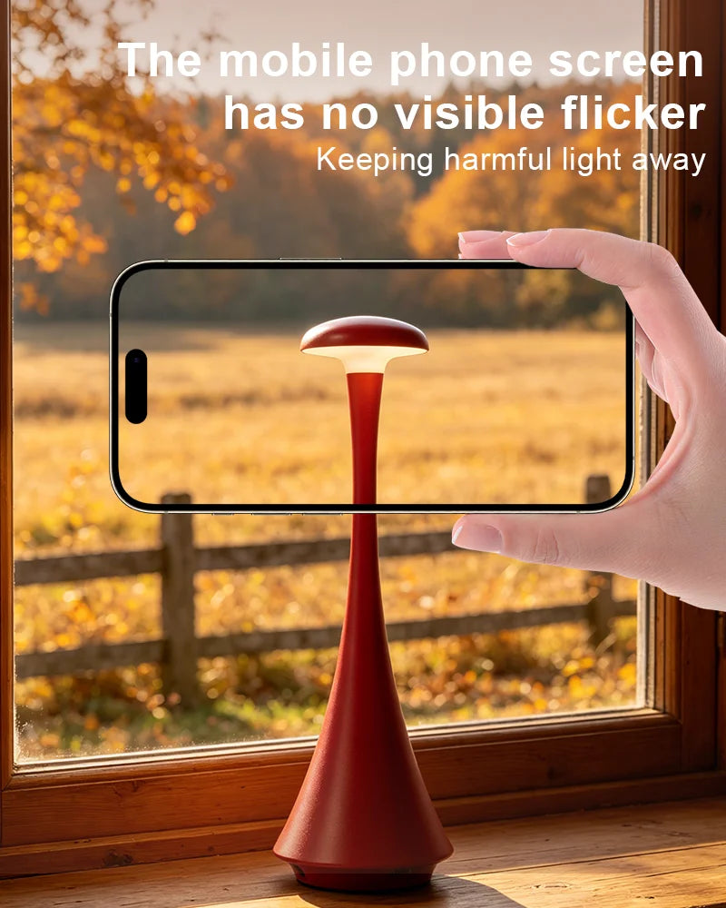 GGbingo Mushroom Table Lamp Rechargeable Wireless Touch Lamp Creative Desk Lamp USB-C Desk Lamp Bedroom Atmosphere Light
