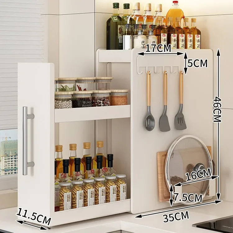 Shelf Kitchen Pull-out Seasoning Countertop Multifunctional Seasoning Storage Rack Dustproof Extremely Narrow Side Box Cabinet