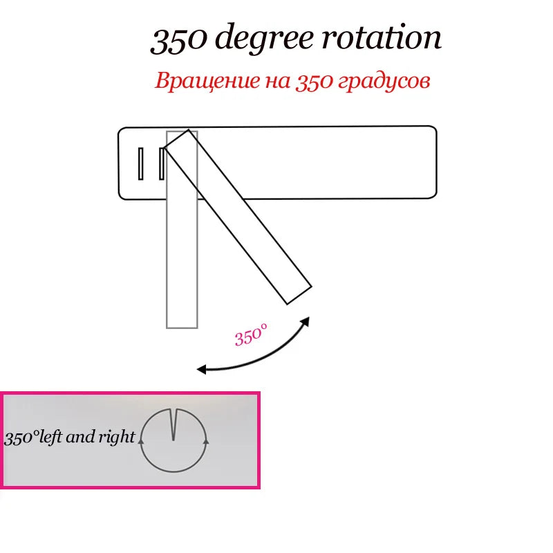 LED Wall Reading Lamp for Bedroom Hotel Minimalist Night Book Lamp Rotatable Bedside Sconce 3W Spotlight Home Lighting Fixture