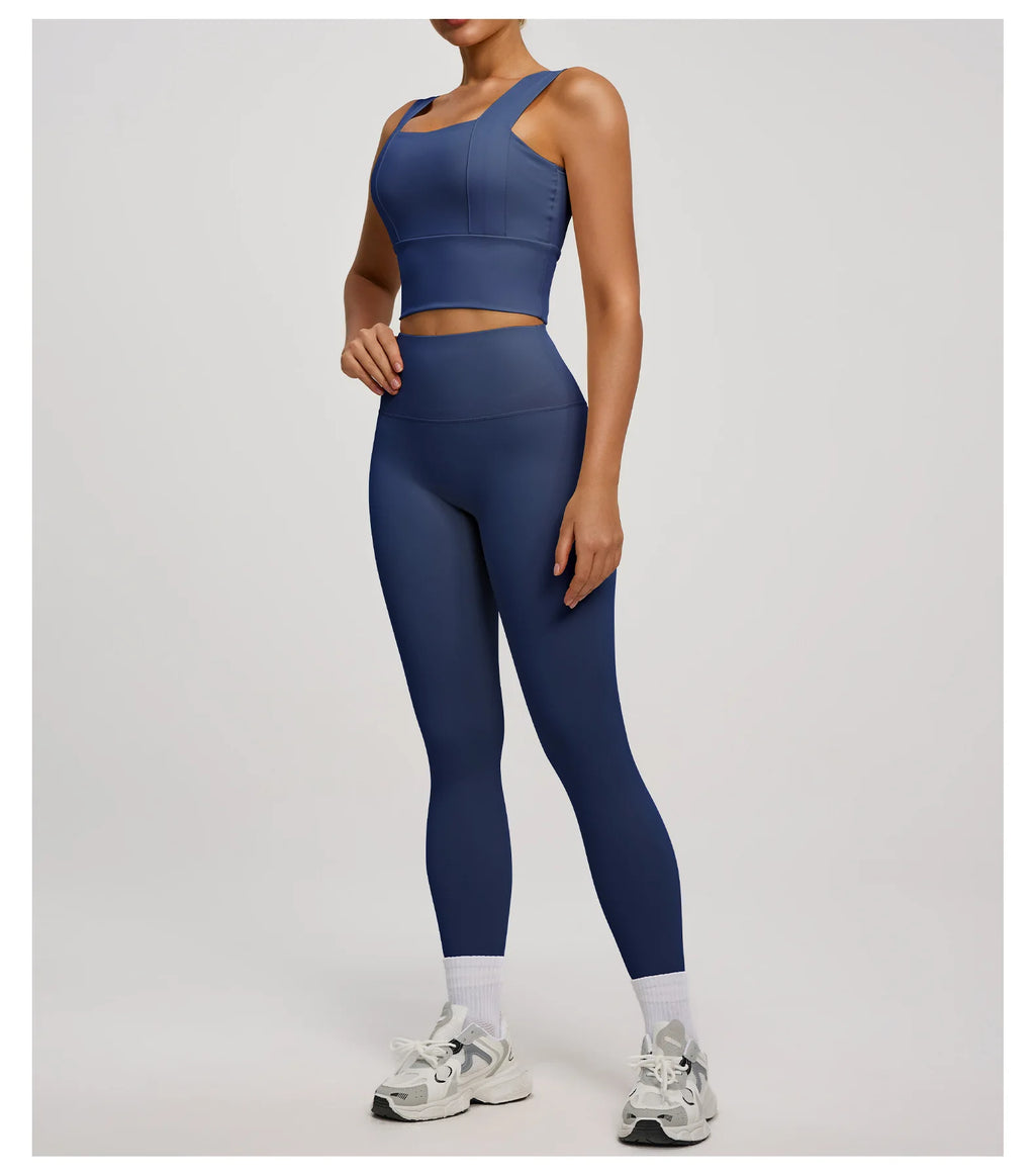 Solid Color Bra, Trousers, Yoga Suit, Tight and Thin, Nude Running Sports and Fitness Clothes