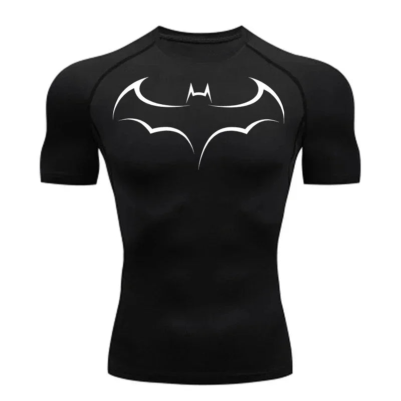 Bat Printed Men's Tight T-Shirt Running Compression Compression T Shirt Gym Fitness Jogging Short Sleeve Male Casual Shirt Tops