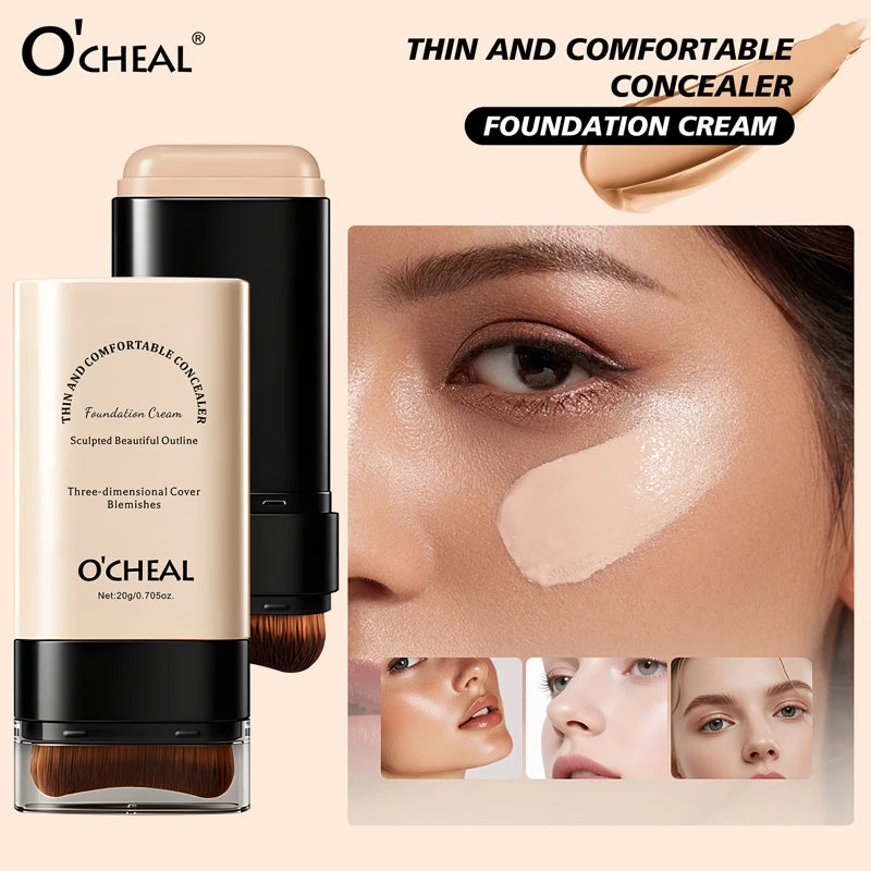 Double-Headed Foundation Make-Up Stick, Waterproof, Set Makeup, conceal, Moisturize, Control Oil, Brighten, No Makeup Transfer