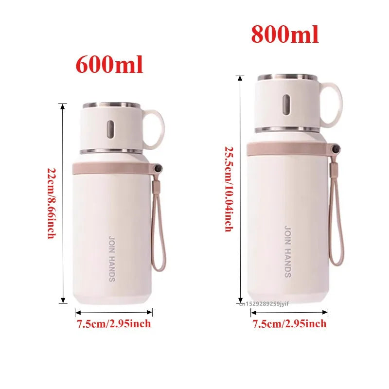 600ml/800ml Stainless Steel Coffee Cup Travel Thermal Mug Leak-Proof Thermos Bottle Tea Coffee Mug Office Business Style Thermos