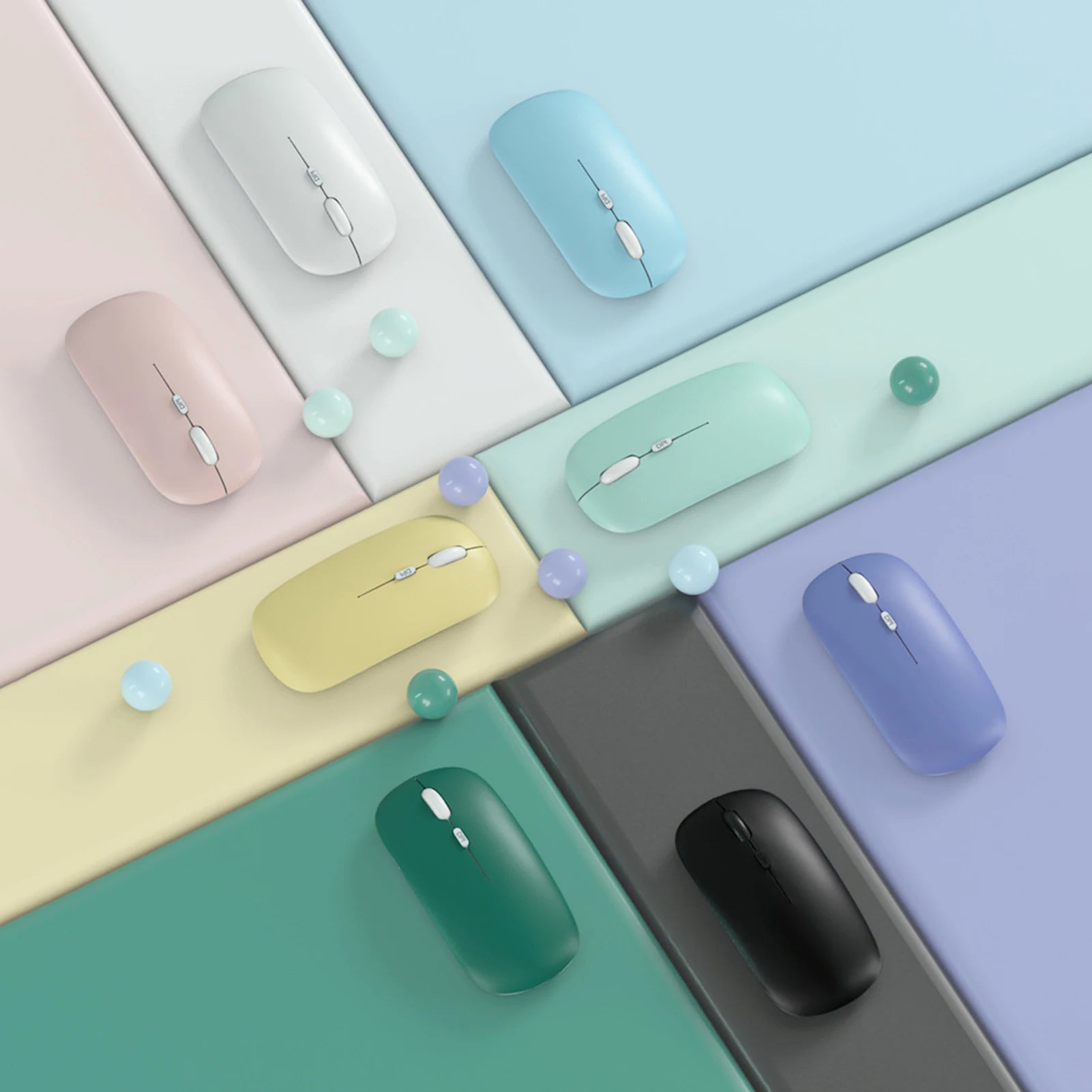 Portable Creative Mini Ultra Slim Cute Wireless Bluetooth Mouse 2.4G Receiver Laptop Gaming Mice PC 1000dpi Computer Accessories
