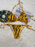 American Retro Black Yellow Zebra Print Print Bikini Set Women Sexy Hot Girl Beach Style Swimsuit Y2k Fashion Vacation Swimwear