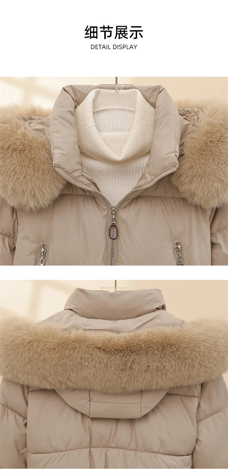Short Cotton Jackets Long Sleeve Loose Hooded Short Women's Parka Coats Big Fur Collar Winter Down Cotton Padded Coats 2025 New