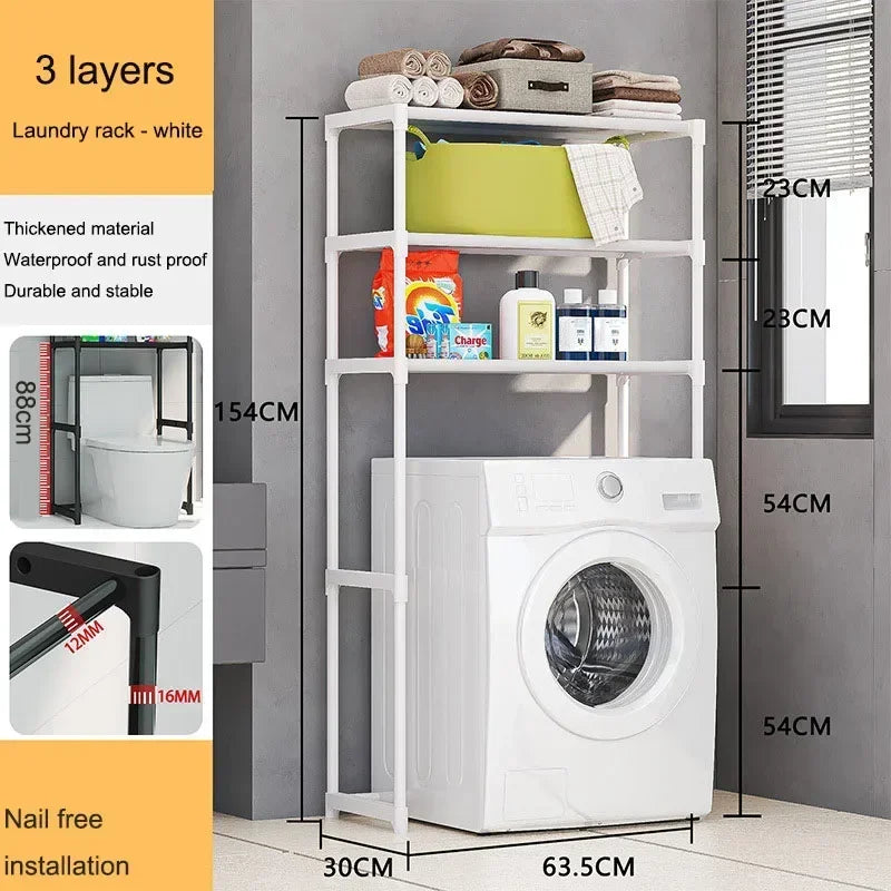 Washing Machine Shelf Multilayer Perforation-Free Shelf Space-saving Above The Toilet Toilet Storage Racks Floor Standing Holder