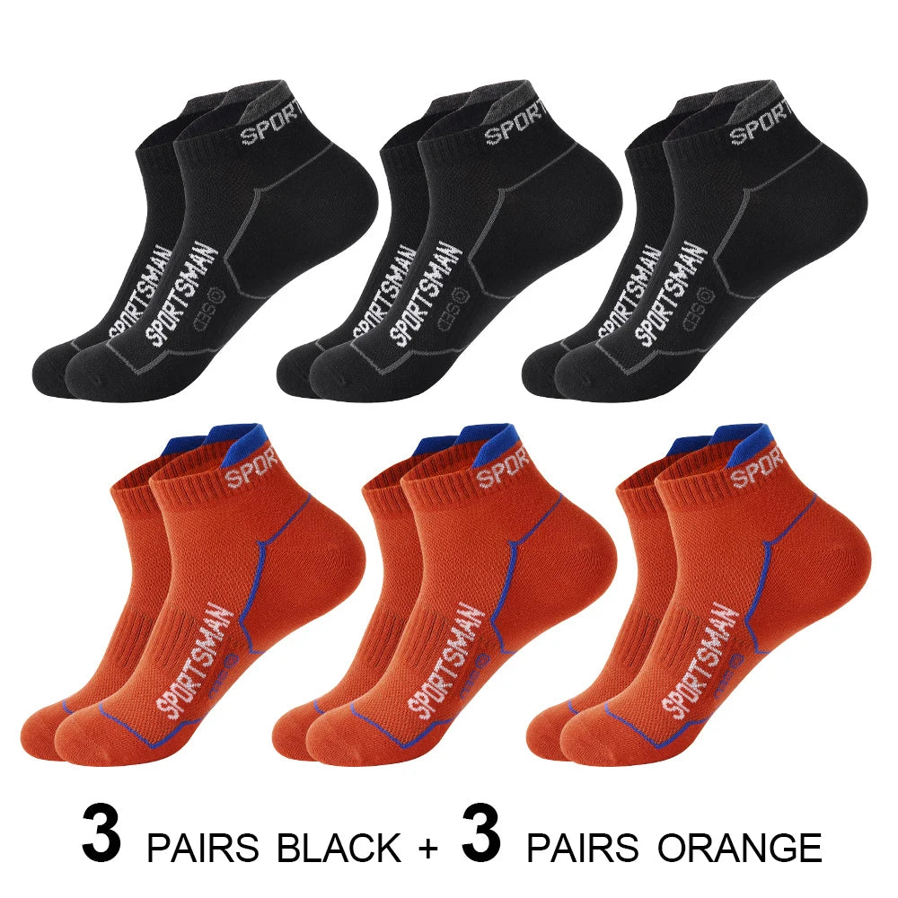 6 Pairs/Lot Spring Summer Men's Sports Running Socks Protective Ankle Socks Thin Breathable Deodorant Fitness Short Socks 38-44