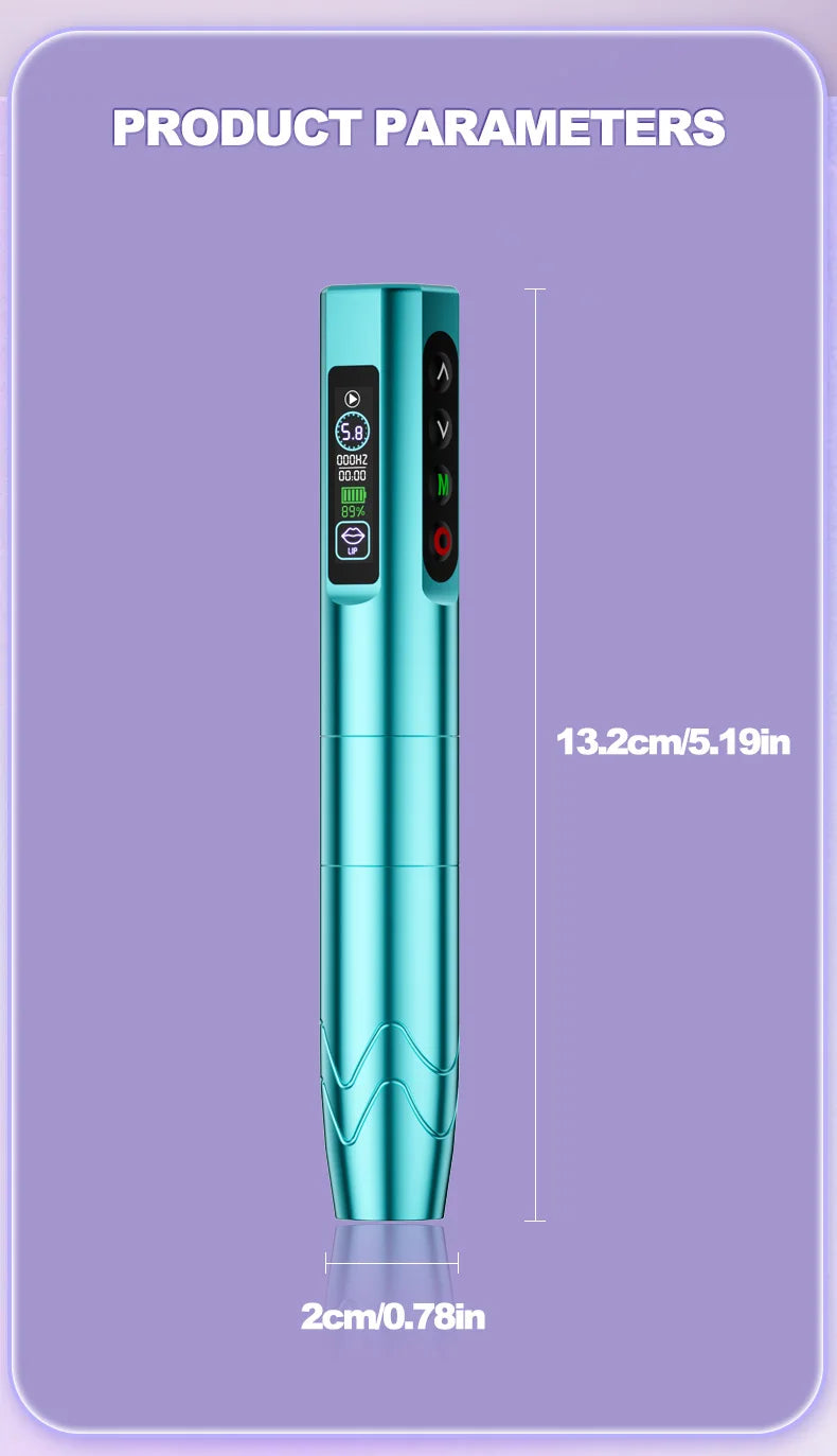 Ybeauty Embroidery Machine Wireless Lithium Battery Pen Hollow Cup Motor Machine P9 Tattoo Pen Color Screen Tattoo Tool