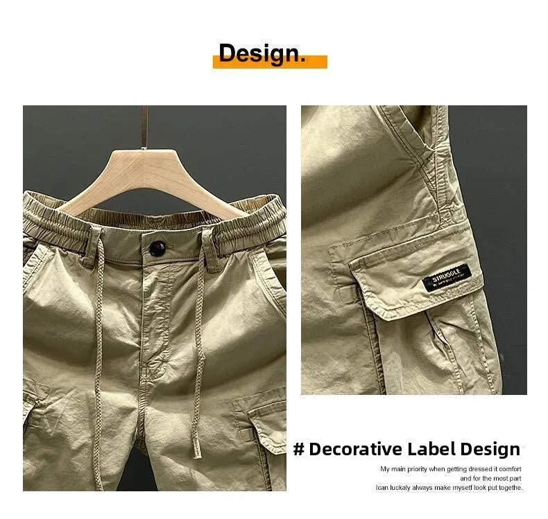 Summer Outdoor Casual Workwear Shorts Men's Multi-Pocket Large Size Loose Retro Dirt-Resistant Versatile Five-Quarter Pants