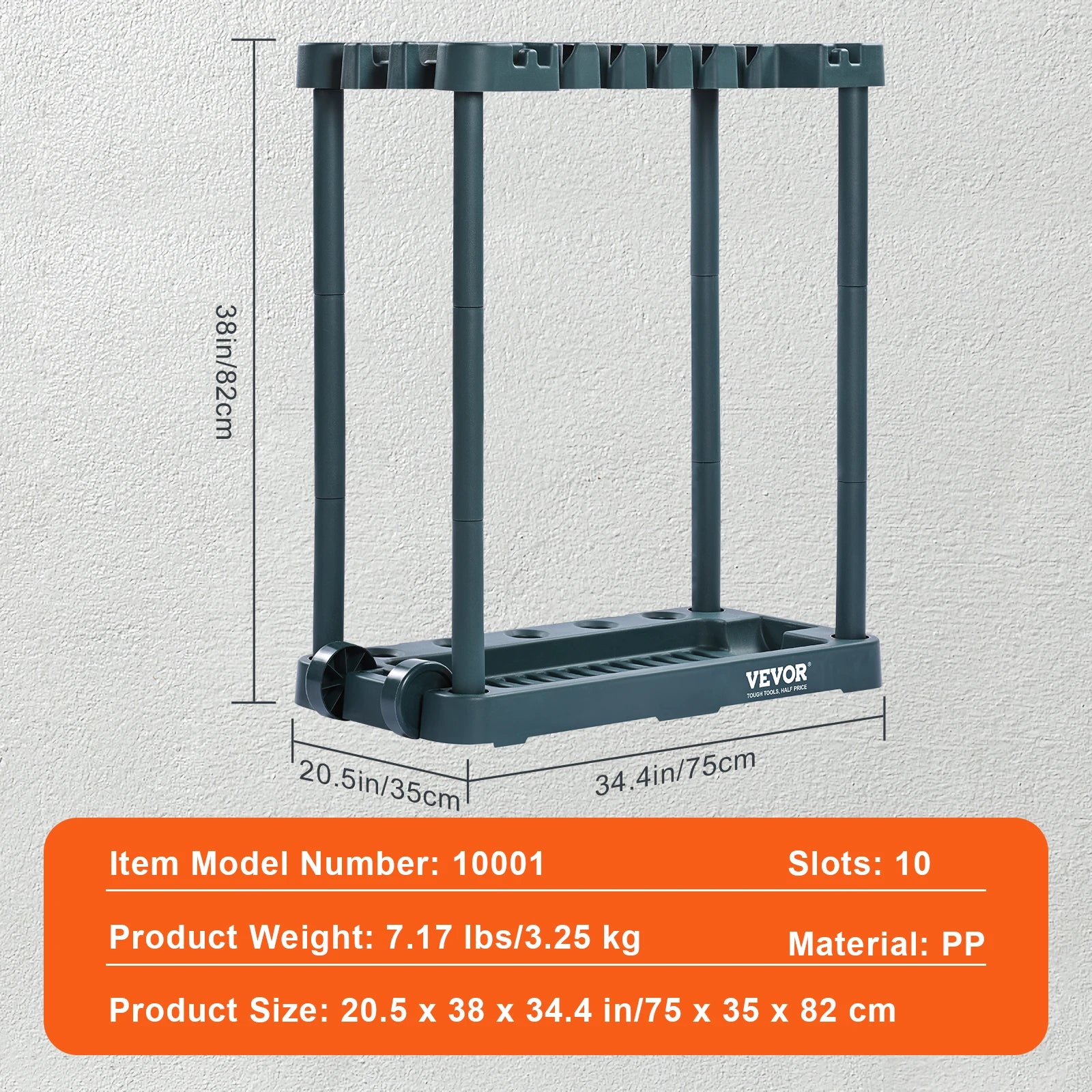 SucceBuy 10 Slots Yard Garden Tool Organizer Long-Handl Tool/Rake/Broom Tower Storage Rack Stand Holder for Garage Organization