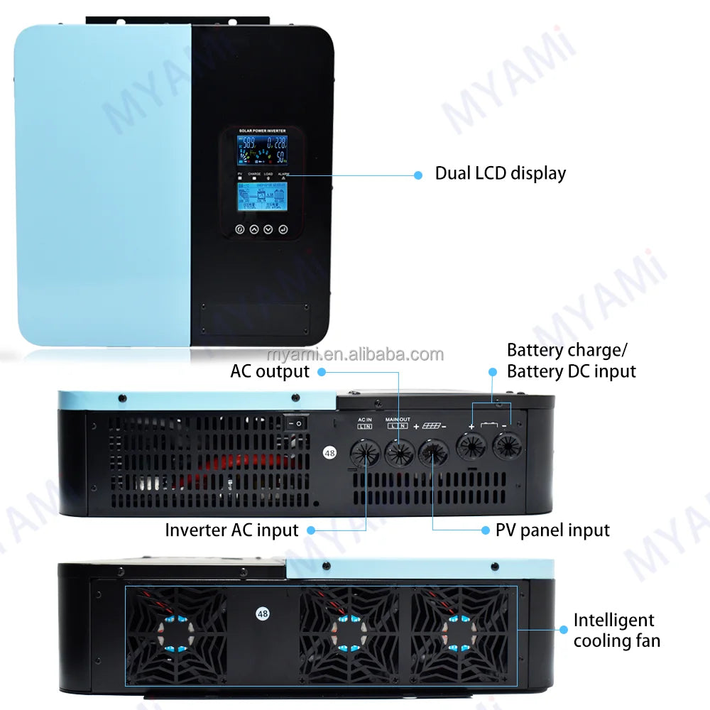 Adjustable  New Product 5kw 24v 48v60v 72v 90v 60a Pure Sine Wave Power Solar Inverter Controller For Off-grid System Household