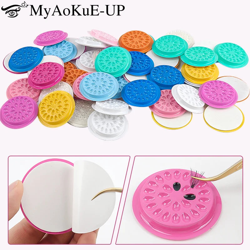 100pc Eyelash Glue Holder Tray Pad Lash Extension Adhesive Stand Base Gasket Tattoo Pigment Pallet Eyelashes Lifting Makeup Tool