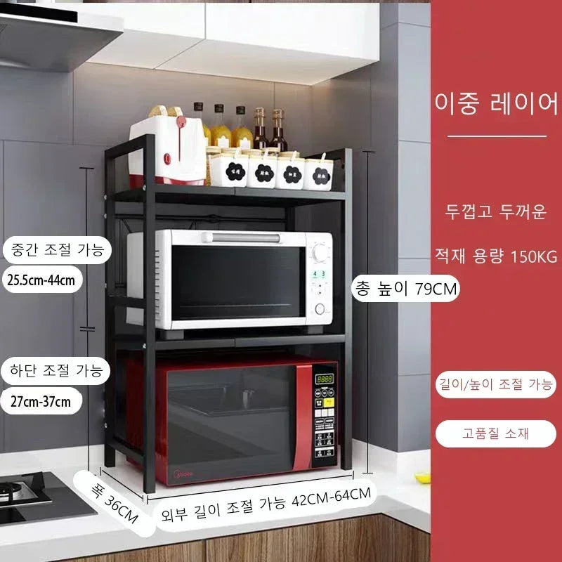 Kitchen Countertop 2Layer Microwave Oven Rack Shelf Seasoning Storage Holder Stand Household Kitchen Storage Organizer Furniture