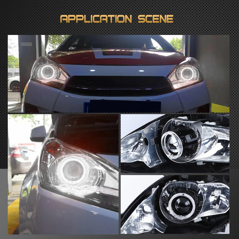 1pc 2.5 inch Bi-xenon Lens LED Angel Eyes Projector Headlight Lenses DRL Running Light Black/Silver Shrouds Accessories Retrofit