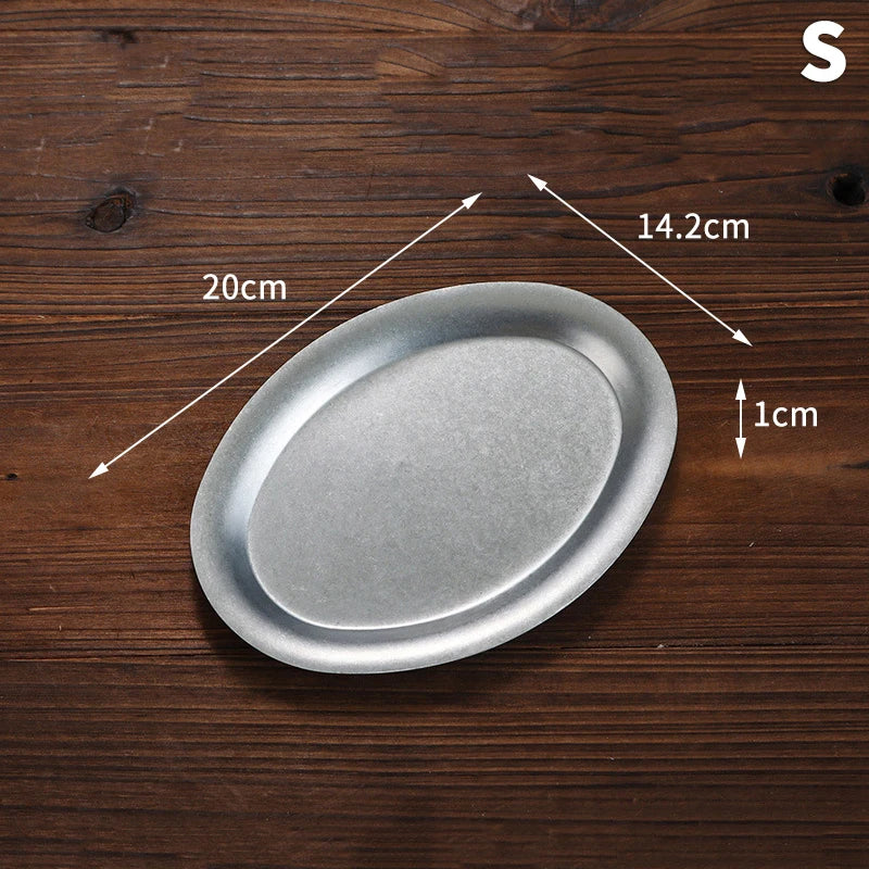 Kitchen small tools, multi size stainless steel plates, lunch containers, snack plates, dumpling plates, platters