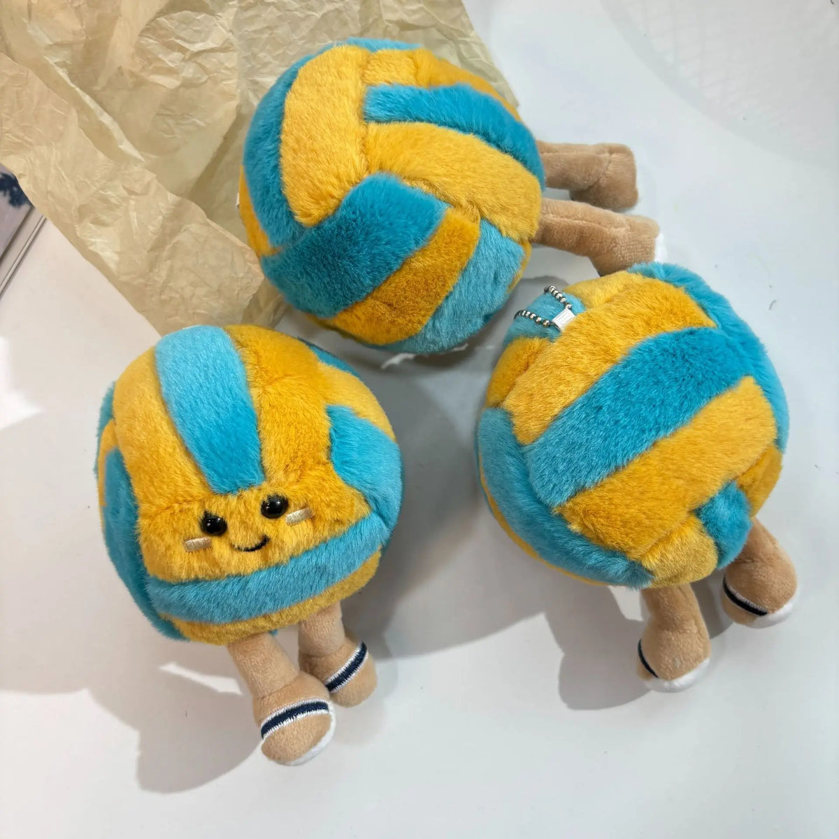 Fun Beach Volleyball Doll Keychain Plush Toys Tennis Volleyball Soft Stuffed Toys Backpack Bag Pendant Gifts