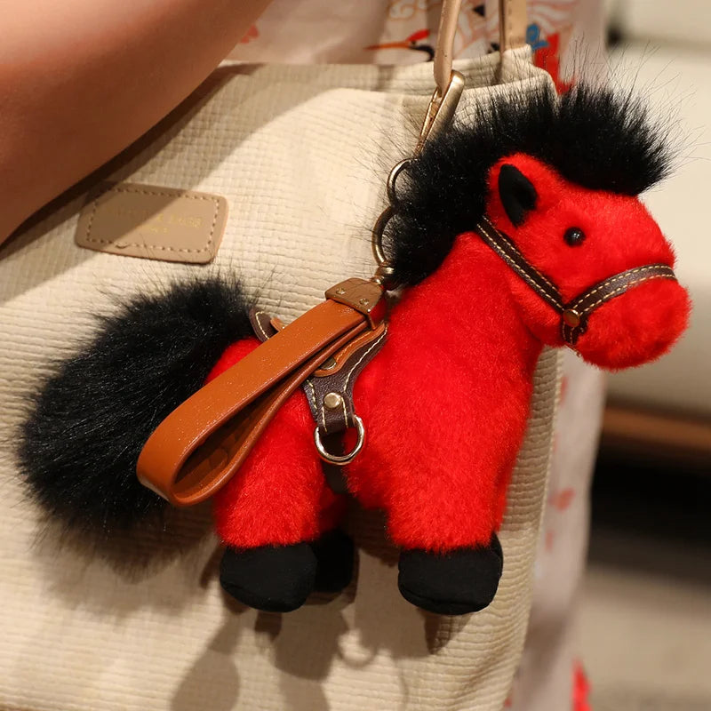 13/22cm High Quality Plush Steed Toy with Saddle Cute Plush Horse Doll Lovely Stuffed Animal Pony Bag Charm