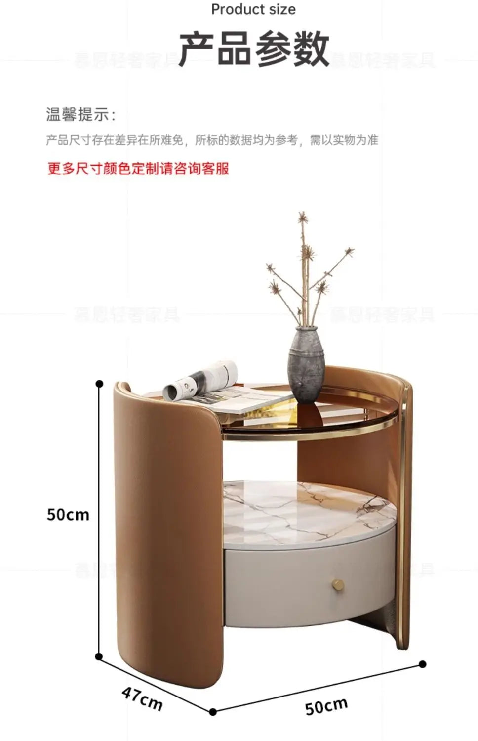 Modern Italian Round Bedside Table: Minimalist Design, Luxury & High-End Storage for Home Bedrooms