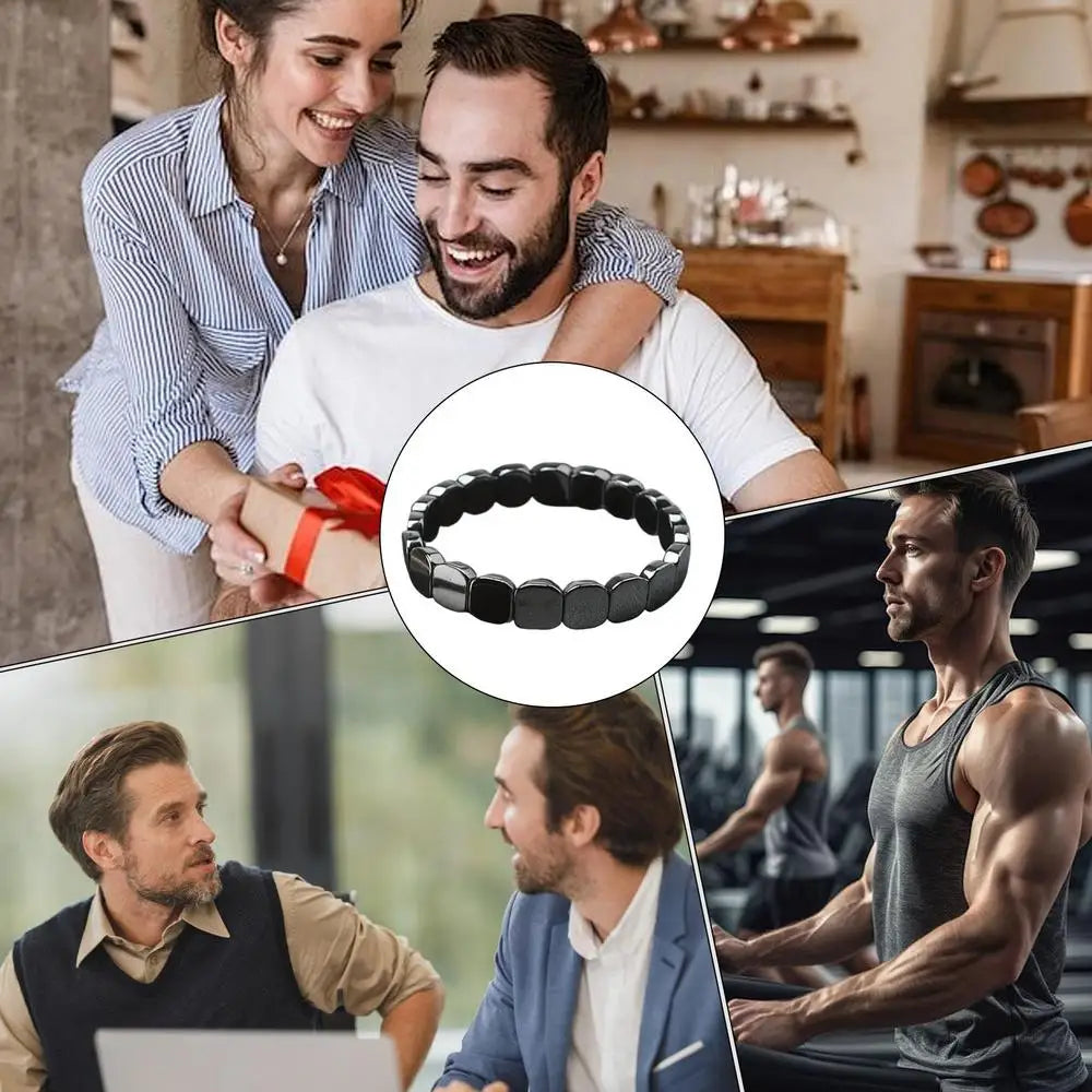 Black Natural HematiteBracelet For Men Reclaim Jewellery Wrist HematiteStone Beaded Healing Bracelet Edge Confidence For Men