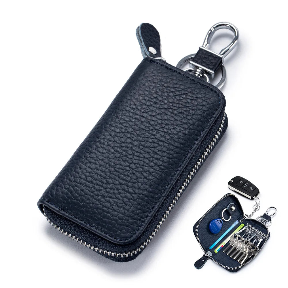 Key Case Multifunctional Zipper Men's Household Key Case Universal Car Keybag Women Leather Organizer Keychain Wallet 10 Color