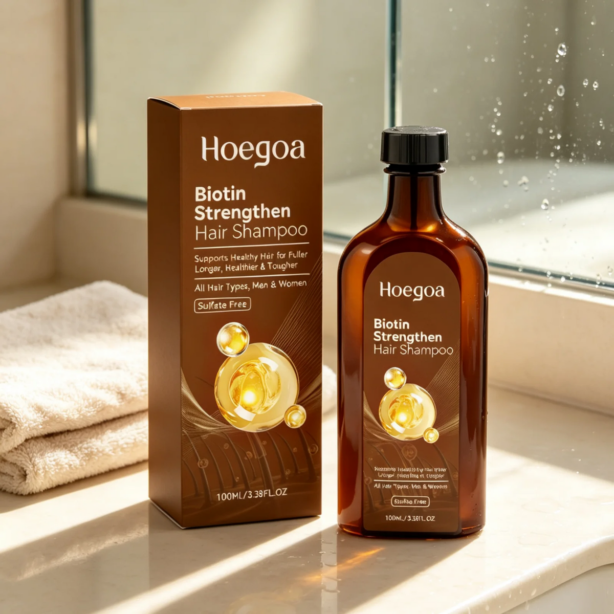 Hoegoa Thickening Hair Shampoo Gentle Cleansing Deep Moisturizing Scalp Refreshing Lightweight Hair Strengthening Shampoo 100ml