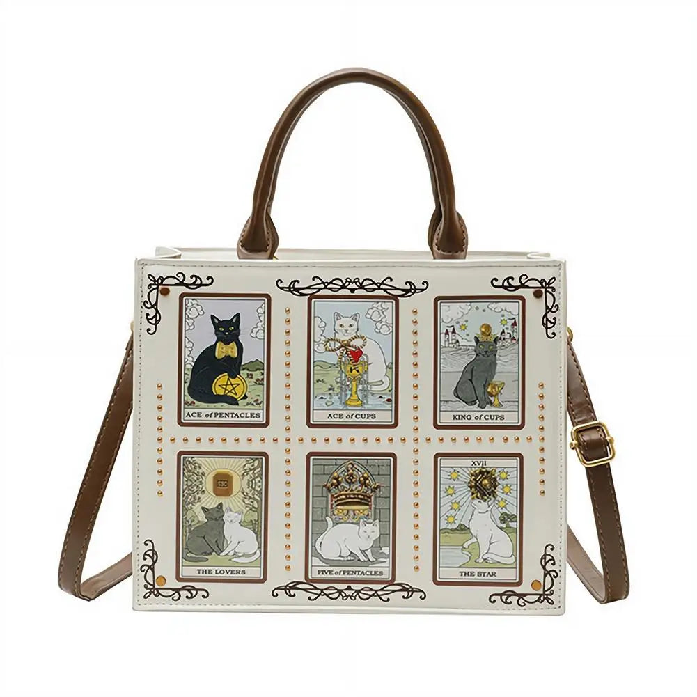 High-end Fashion Summer New Handbag With Delicate Embroidery Cat Printing Multi-layer Storage Woman Tote Bag For Dating & Daily