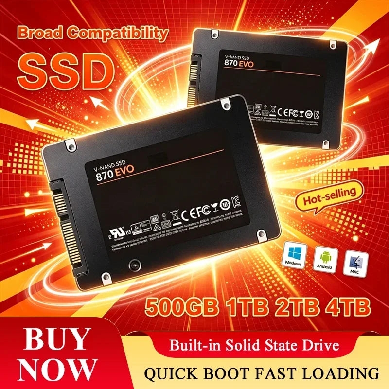 870 EVO SSD Solid State Disk 1TB/2TB/4TB Internal Hard Drive Sata3 2.5 Inch for Laptop Microcomputer Desktop