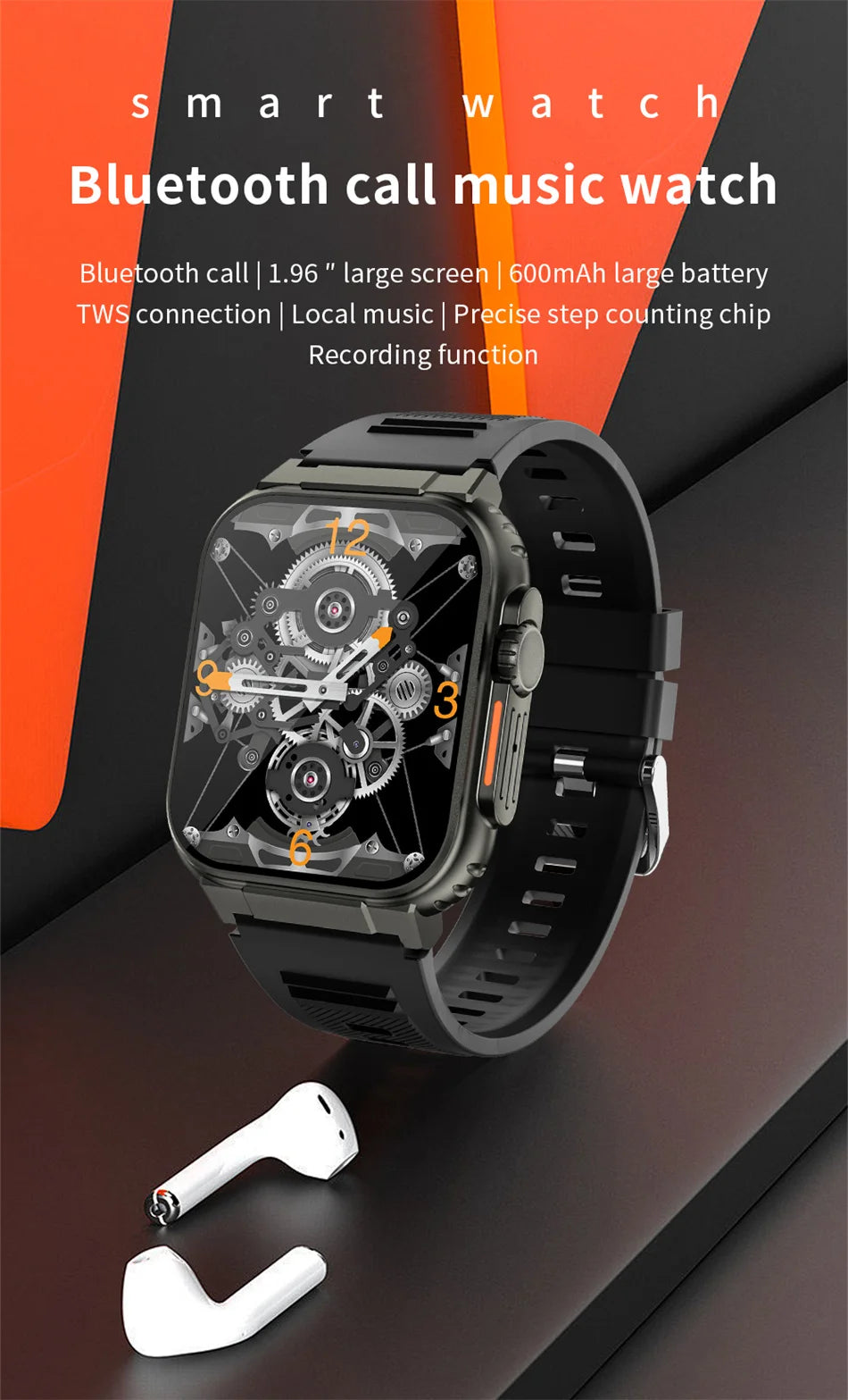 LIGE 600mAh New Smart Watch Men Outdoor Sports Fitness Bracelet Blood Pressure Clock IP68 Waterproof Men Smartwatch For Android