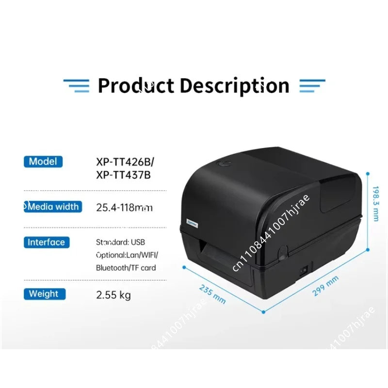 XP-TT426B XP-TT437B Desktop Thermal Transfer Ribbon Printer 4 Inch Barcode Label Printing Machine For Mass Batch Printing