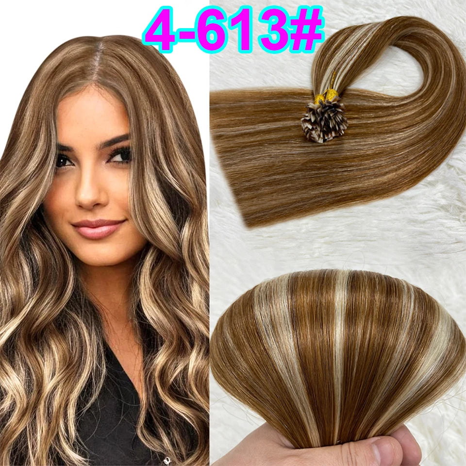 Remy Hair 1g/s 18-28 inch Real Remy Flat Tip Human Hair Extension Silky Straight Dark Brown Pre Bonded Keratin Fusion Hair