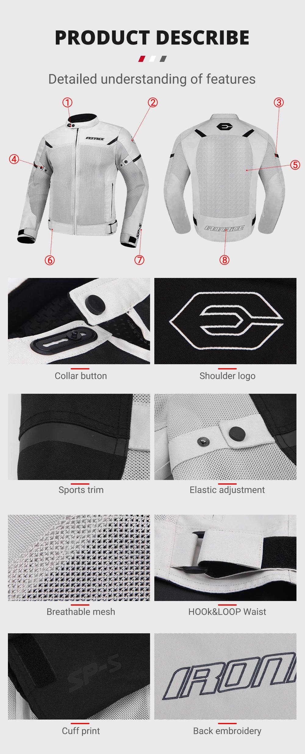 Off Road Motorcycle Jacket Summer Breathable Protective Jacket Motorcycle Racing Protective Jacket Off-road Riding Equipment