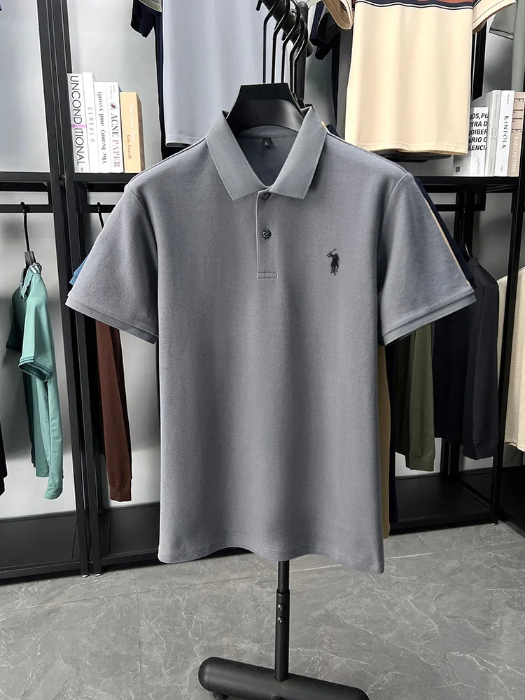 Designer brand 100% cotton short sleeve polo shirt fashion luxury pony embroidery men's summer casual high-quality Paul T-shirt