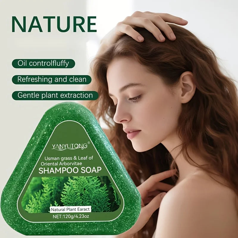 Usman Grass & Platycladus Shampoo Bar For Hair Growth Natural Herbal Soap For Hair Loss Controls Oil Strengthens Roots Shampoo