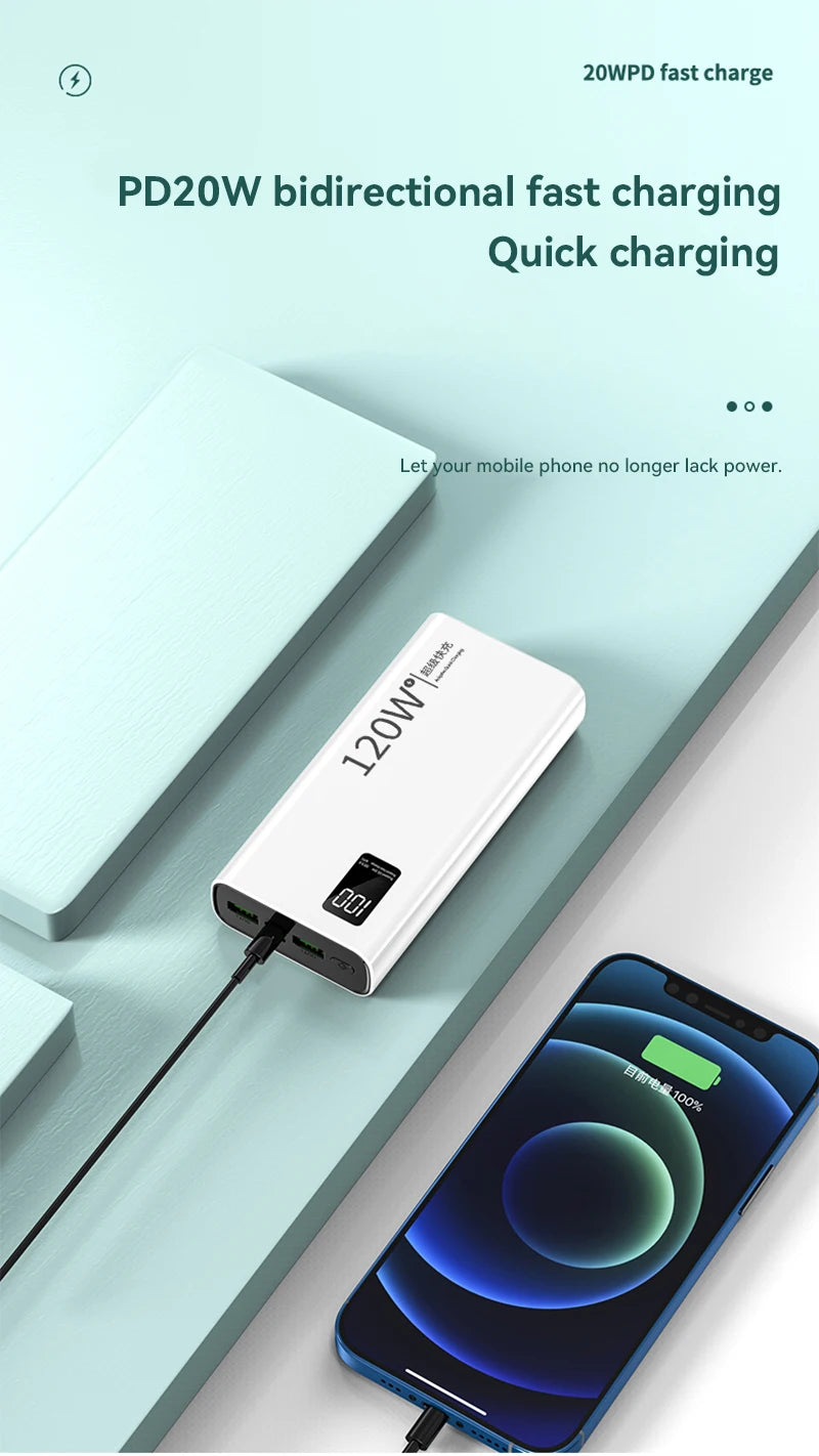 VIVO 50000mAh Power Bank Ultra-High Capacity 120W Super Fast Charging LED Digital Display Compatible for iPhone Huawei 2026 New