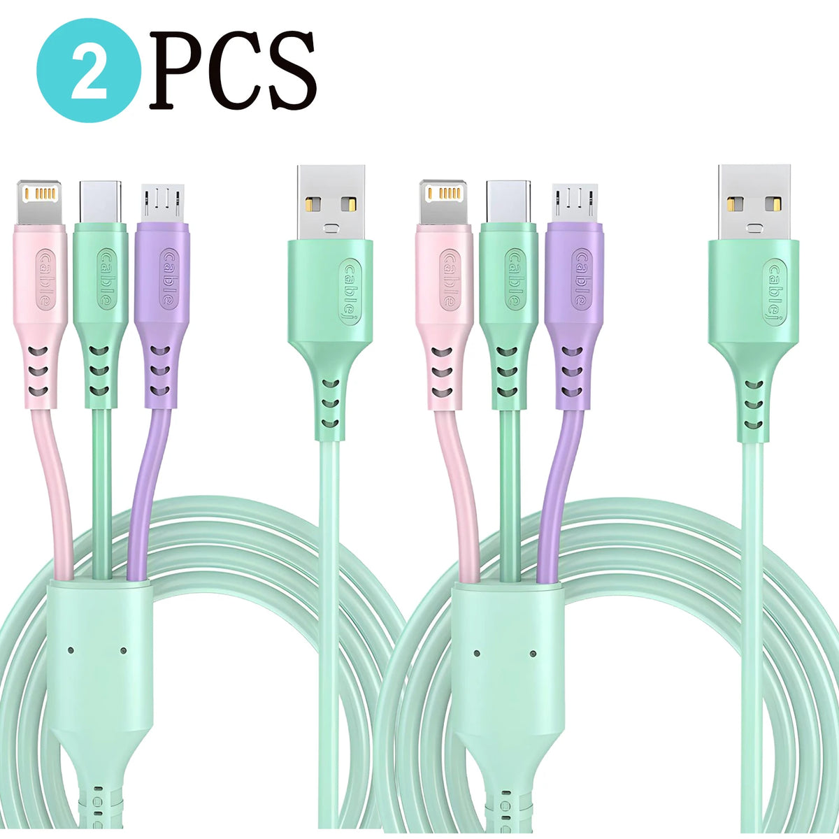 1/2PCS 3 In 1 Super Fast Charging Cable For iPhone15 14 13 12 11 X Pro Max Micro USB Type-C Phone Charger USBC Data Cable