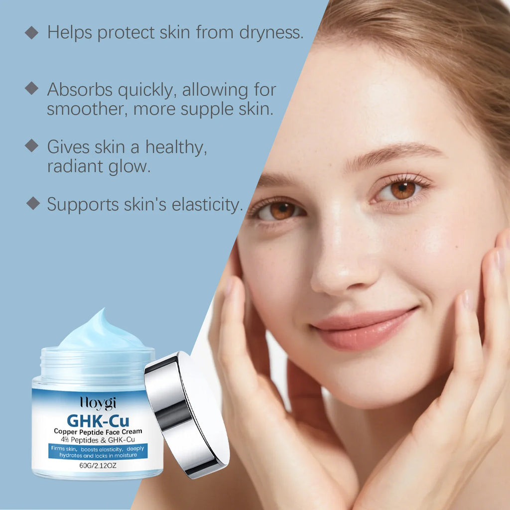 Hoygi Copper Peptide Face Cream Deep Hydration Firming Skin Plump Younger Looking Skin Tightening Anti Aging Facial Moisturizer