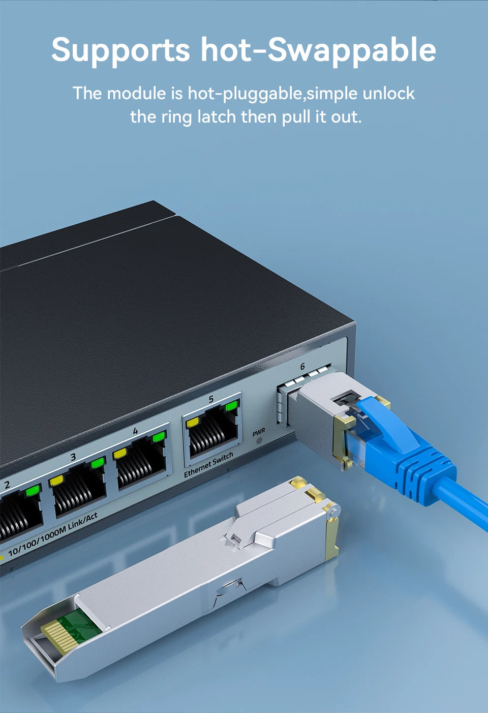 1.25G SFP to RJ45 Copper SFP Module Transceiver, 1000Base-T SFP to Ethernet Module 1000M Transceiver Module