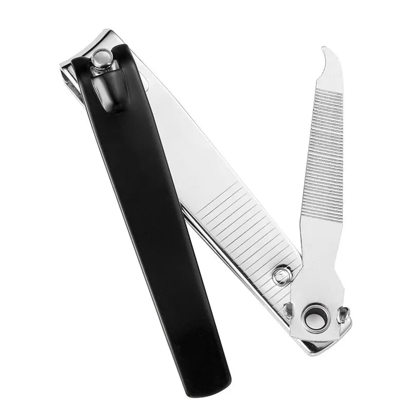 3 Sizes Nail Nipper Stainless Steel Black Fingernail Clipper Anti-splash Manicure Cutter With Files Portable Manicure Tool