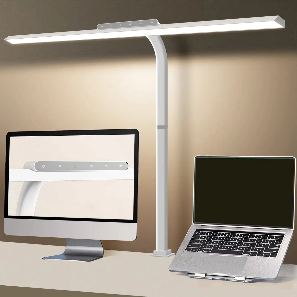 LOOPITYS 24W LED Desk Lamp 80cm 2310 Lumens Touch Control Dimmable Adjustable Color Temperature Clamp Table Lamp