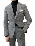 Slim Fit Casual Men's Blazer Houndstooth Fashion Style Business Man Suit Jacket Notch Lapel 1 Pc Check Wedding Coat for Prom