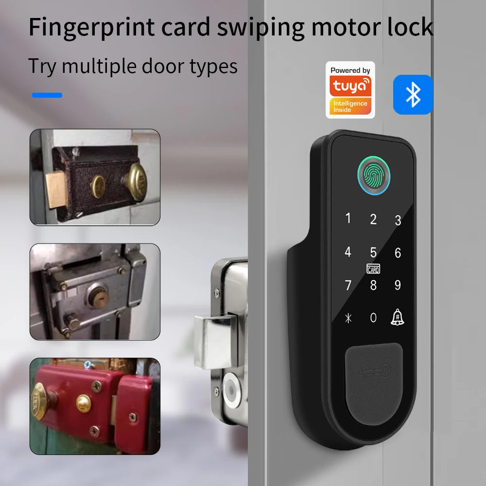 Support Tuya app Bluetooth app fingerprint intelligent door lock password RFID card wheel rim bolt lock electronic door lock