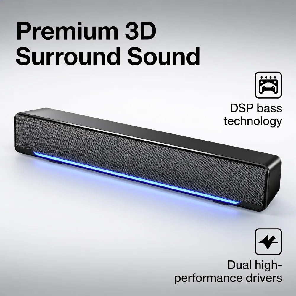 Wired And Wireless Bluetooth 5.0 Speaker For TV Soundbar With Subwoofer Wireless Bluetooth Sound Bar For TV Laptop