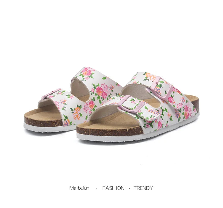 Slippers Women Buckle Flat Bottom Cork Slippers Man Summer Unisex Beach Button Outdoor Casual Sandals Designer Ladies Shoes